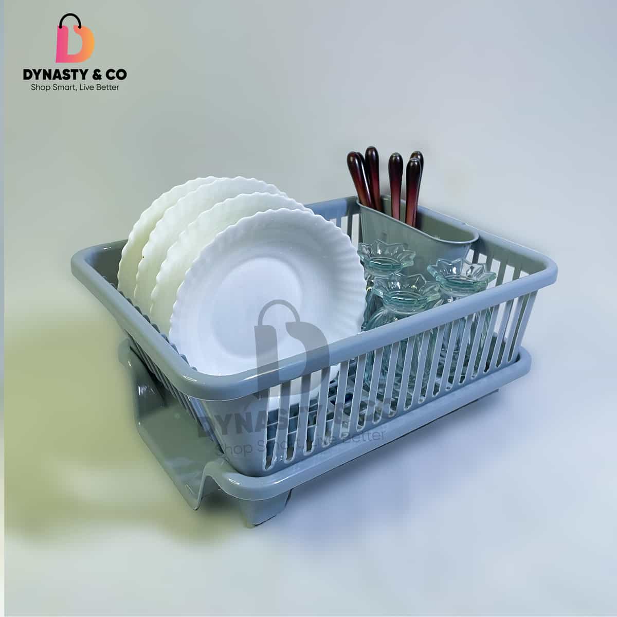Modern Kitchen Plates Rack with Drain Tray & Spoon Holder thumbnail 2