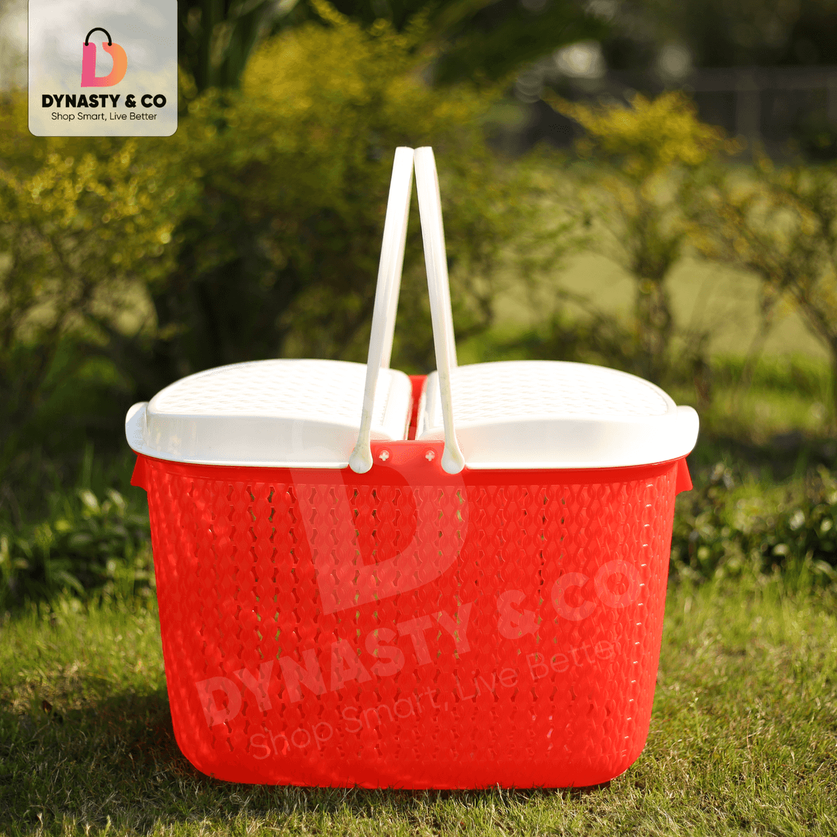 Elegant Picnic Basket with Lid & Handle – 8 Colors thumbnail 4