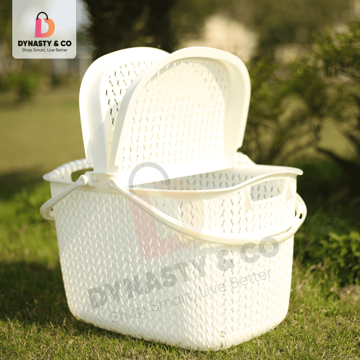 Elegant Picnic Basket with Lid & Handle – 8 Colors thumbnail 8