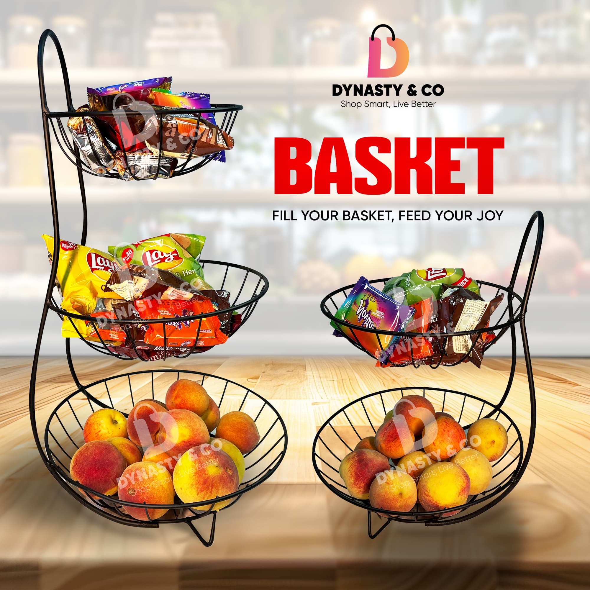3 Tier Iron Fruit & Vegetable Basket
