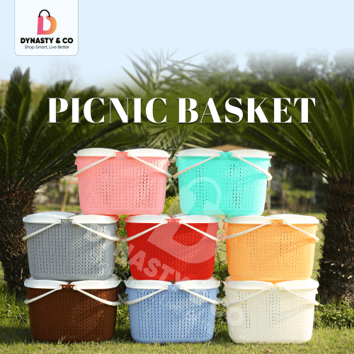 Elegant Picnic Basket with Lid & Handle – 8 Colors - Image 1